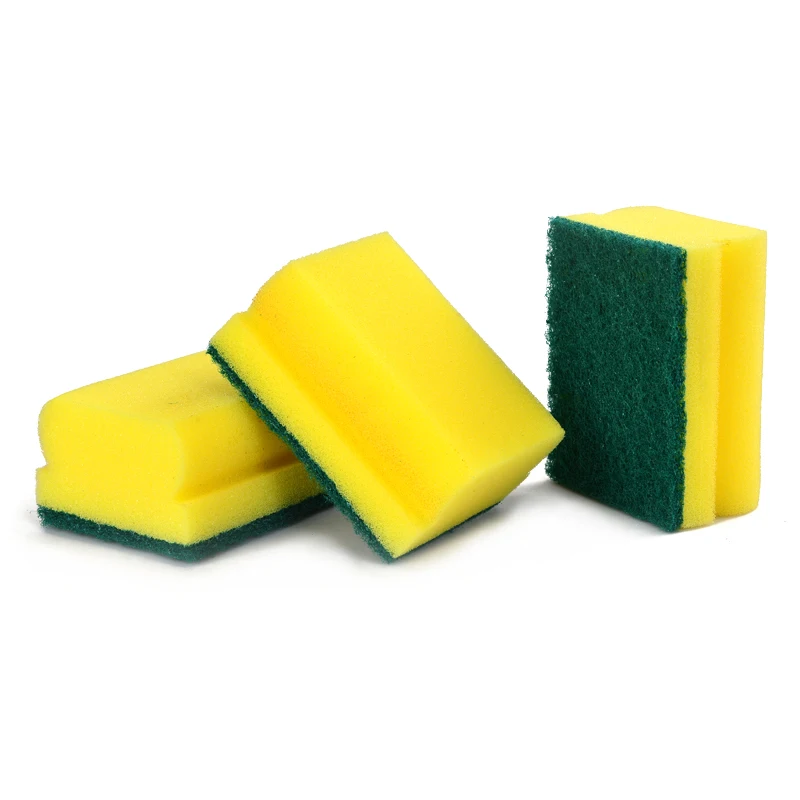 

Grip Shape Heavy Duty Dishwashing Sponge Scourer with Polyester Fiber Pad, Green + yellow