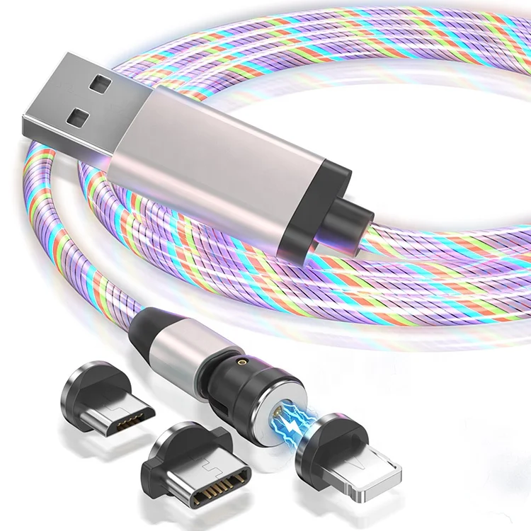 

Wholesale 1M 540 Degree Led Nylon Weave Magnetic Charging Usb Cable For Android Type-C, Blue/green/red/silver