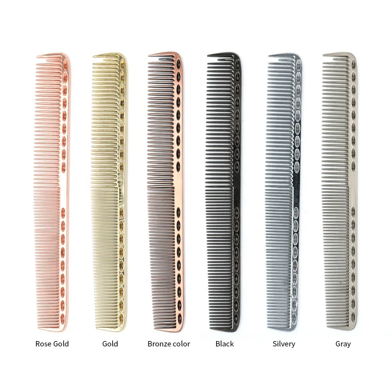 

Free logo Heat Resistant Salon Barber Aluminum Metal Pin Hairdressing Haircut Rat Tail Comb For Hair Styling