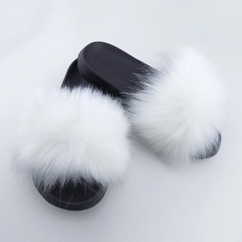 

Wholesale sandals summer fur slippers faux fox fur slippers, Red,blue ,green ,orange ,brown