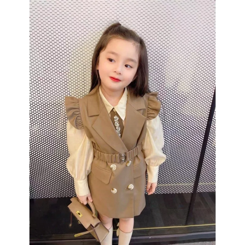 

Kids Clothes Tshirt + Vest Clothing For Girls Solid Color Girls Tracksuit Spring Autumn Kids Tracksuit 6 8 10 12 14