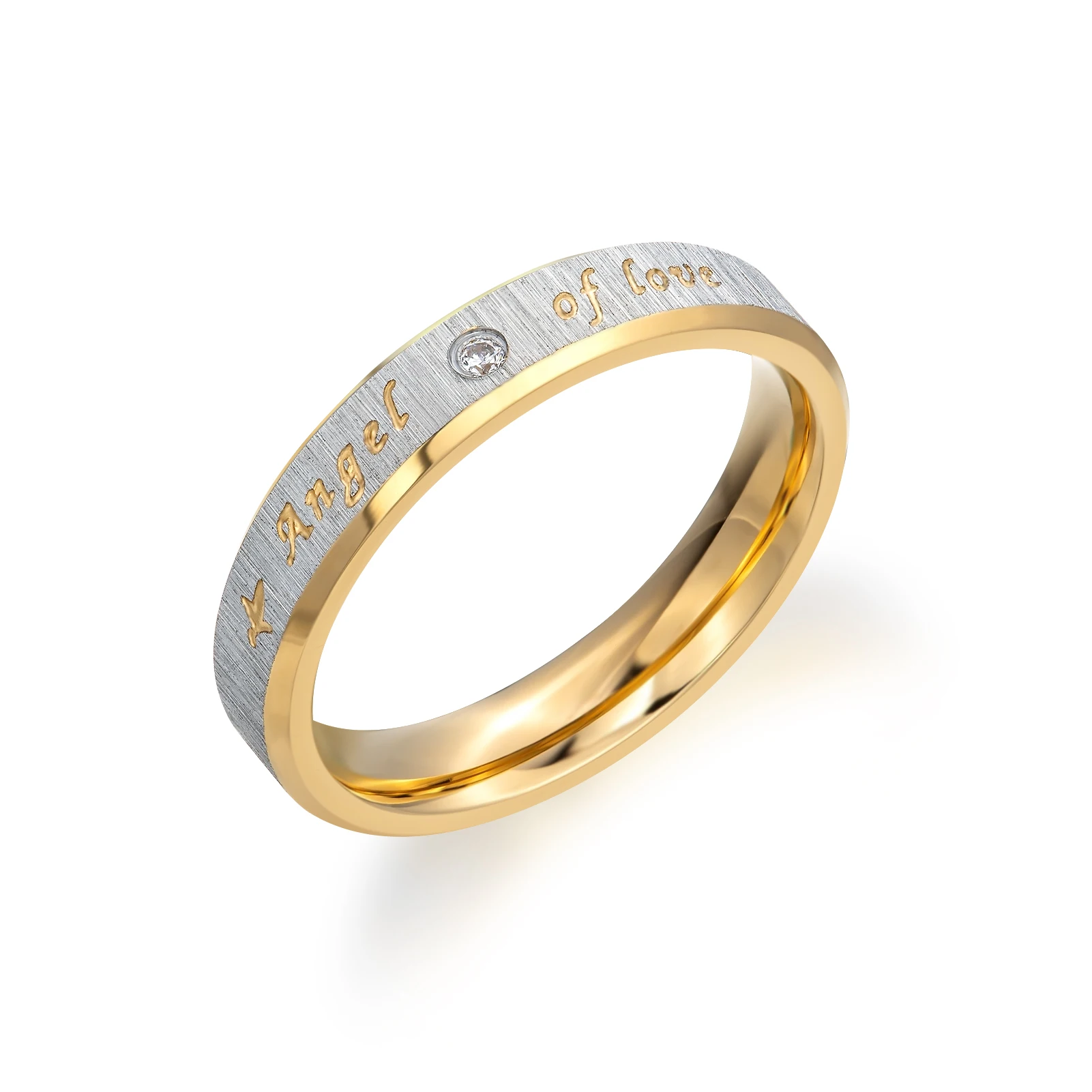 

Liuanan Gold Plated Stainless Steel Finger Women Jewelry Ring Minimalist Custom Lettering Zircon Rings