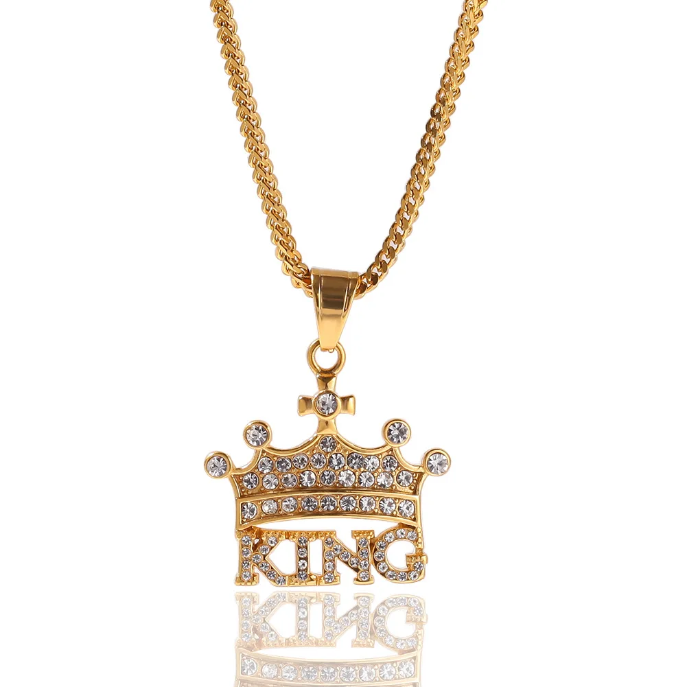 

Hip-hop Jewelry Crown King Stainless Steel Rhinestone Pendant Fashion Accessories