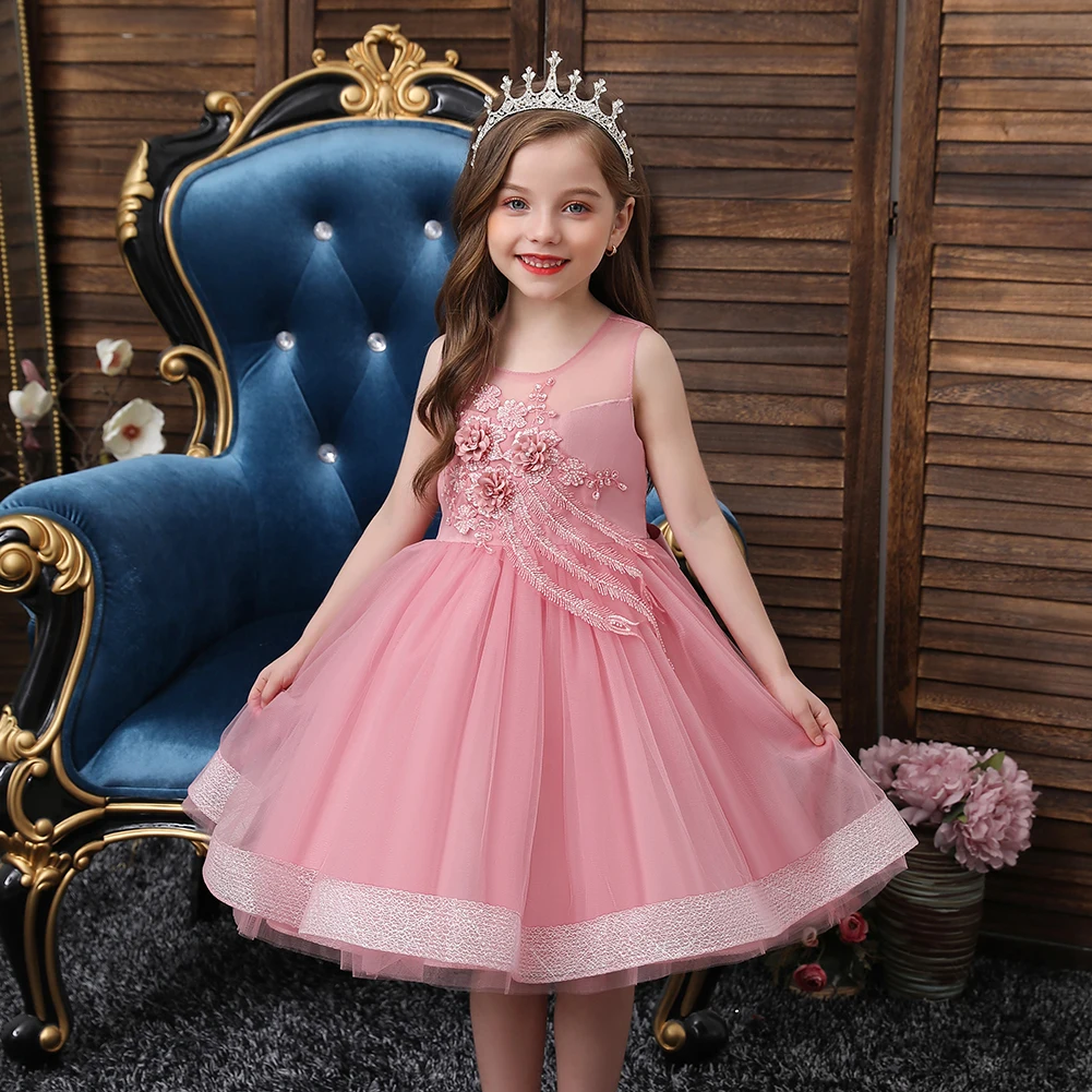 

Children's white wedding dress Flower girl evening dress Fluffy girl's Birthday party Dress