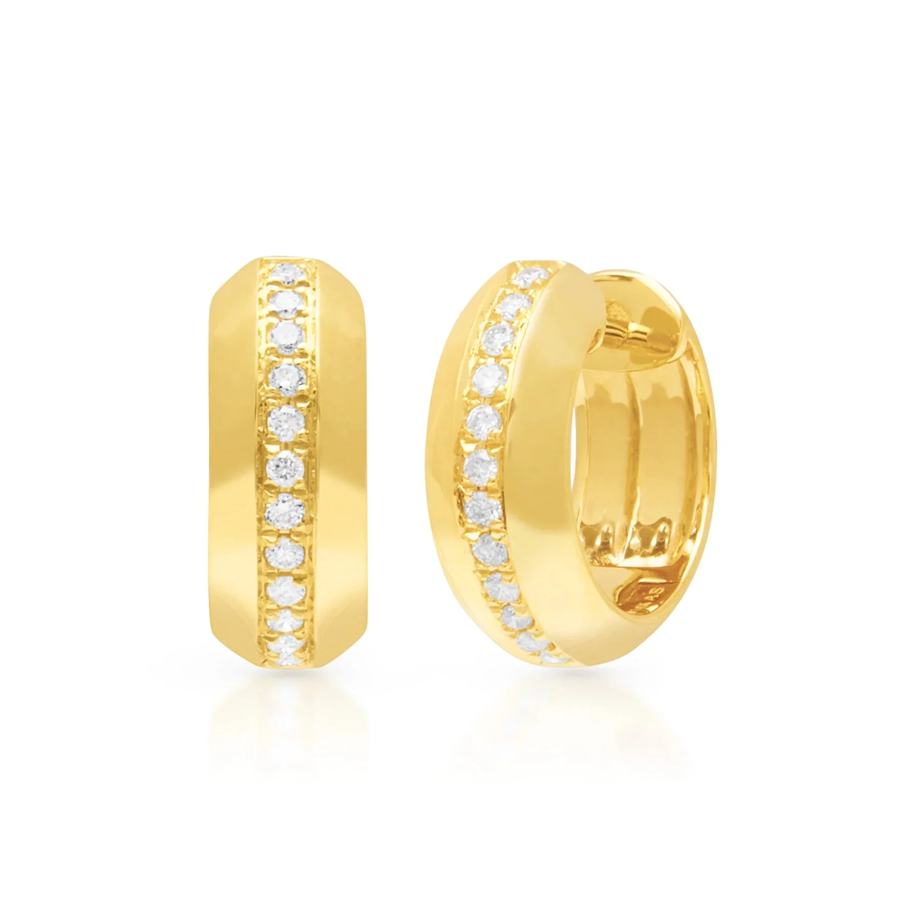 

LOZRUNVE 2014 New Design Fashion Jewelry Findings 14k Gold Minimalist Chunky Line Diamond Huggie Earring