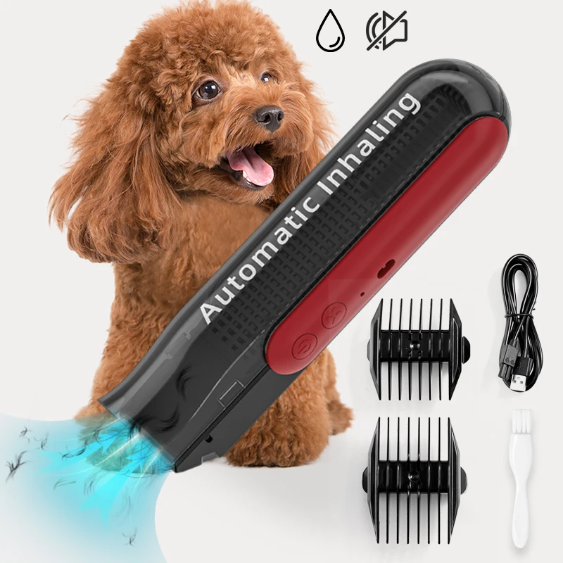 

USB Rechargeable Electric Dog Cat Pet Hair Trimmer Cutter Remover Grooming Clippers Shaver Kit Set with Comb and 2 Extra Tools, Red/green