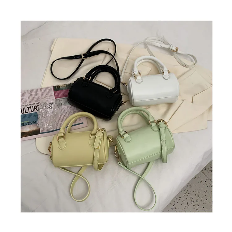 

PU Leather Boston Pillow Bags Solid Color Causal Crossbody Bags For Women Simple Wild Lady Small Handbags and Purses Female Bags