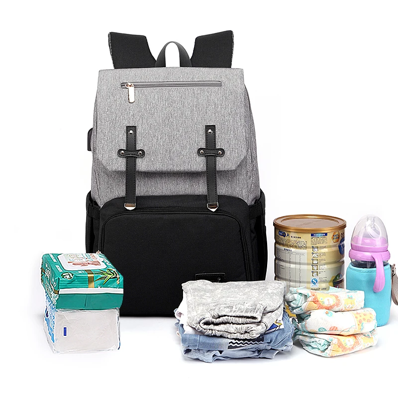 

Baby Diaper Bag with USB Port Waterproof Nappy Bags Mommy Backpack Maternity Bag With laptop holder, Customized colors