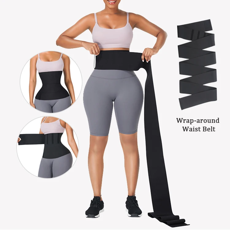 

Wholesale Custom Workout Slimming Tummy Wrapping Waist Belt Plus Size Body Waist Wraps Trainer Shaper, As shown