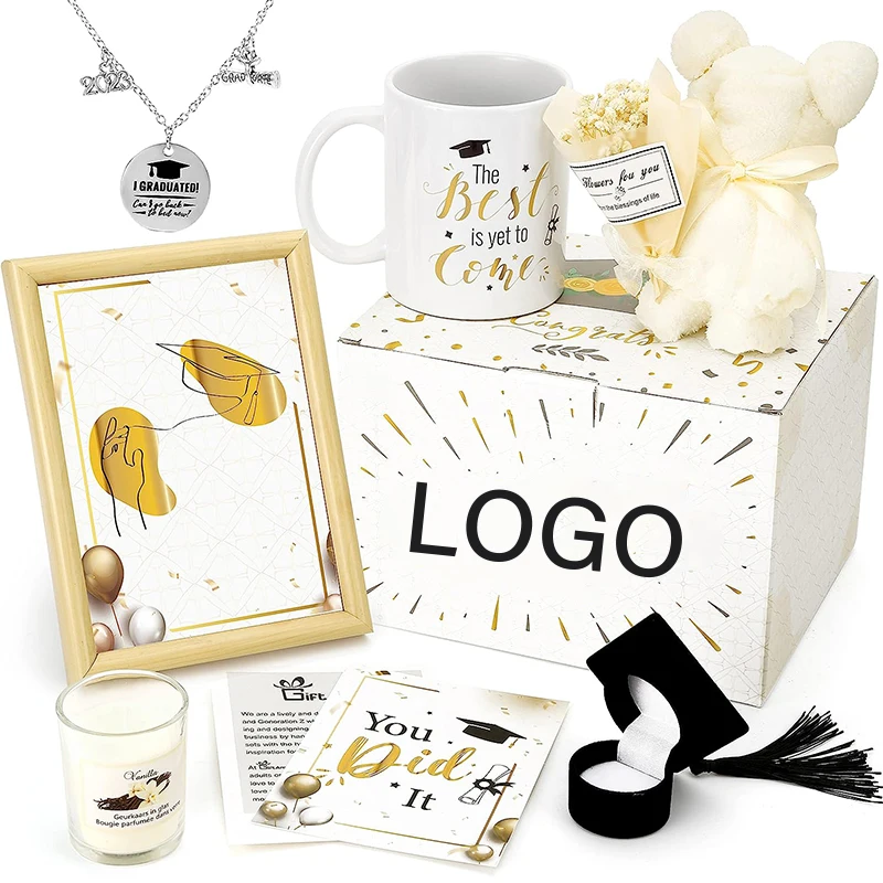 

2023 Graduation Gifts Set for Her Girl Women Gift Set Coffee Mug Necklace Towel Bear High School College Graduated Gift