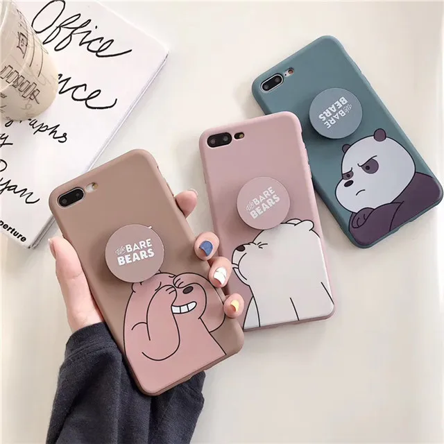 

Cute cell phone case with holder stand back cover for iphone XS MAX XR X 11 7 8 Plus silicone phone case