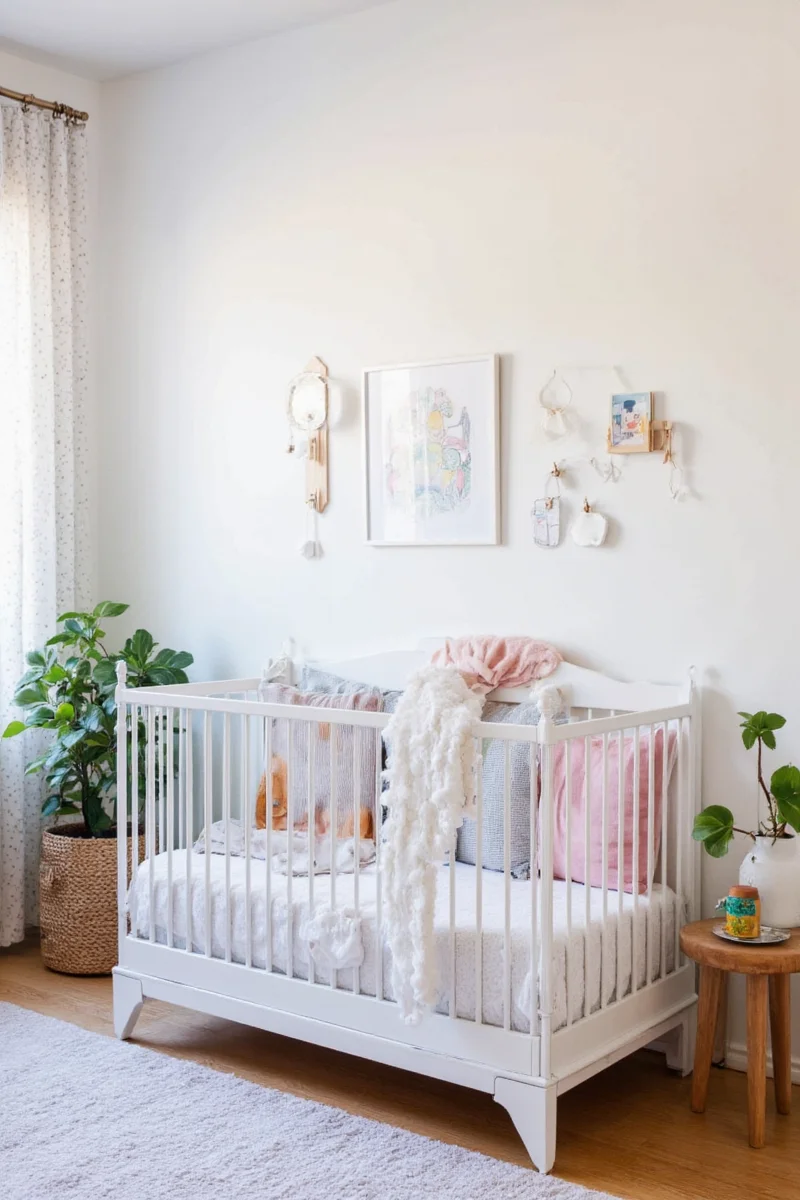 Nursery with mint green and coral theme