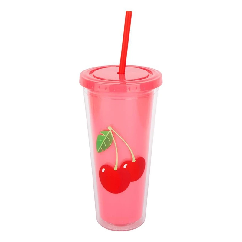 

24oz 700ml Acrylic Tumbler BPA free Fruit series Double Wall plastic drinking water tumbler for summer