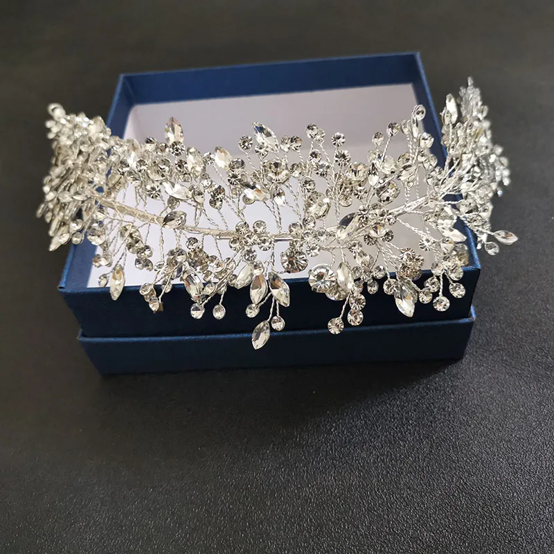 

SLBRIDAL Ribbon Handmade Wired Crystal Rhinestones Bridal Jewelry Tiara Hair Vine Wedding Headband Hair accessories Bridesmaids