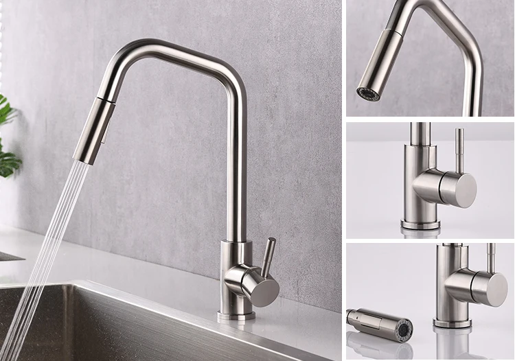Amazon Hot-sale Solid Brass Pull Down Sprayer Kitchen Sink Faucet