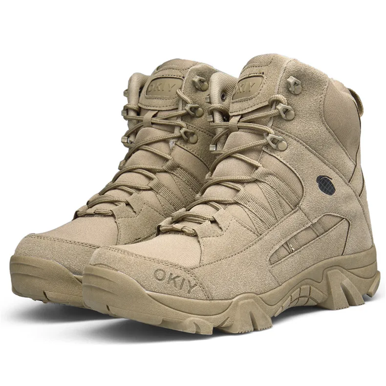 

New Autumn Winter Military Boots Outdoor Male Hiking Boots Men Special Force Desert Tactical Combat Ankle Work Boots, Sand ,brown