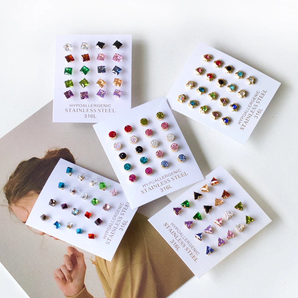 

Colorful Diamond Studs Philippines Women Studs Earrings Nickle-free Stainless Steel Gold Earrings Jewelry, Gold/silver