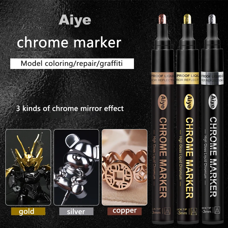 

Highly Reflective Smooth Surface 0.7/1/3mm Nib Mirror Effect Diy Chrome Paint Marker For Real Mirror Effect