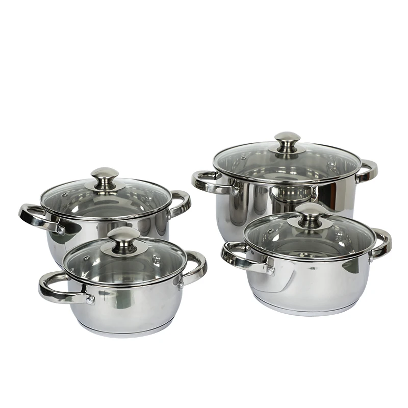 

Factory Direct Stainless Steel Capsule Bottom Cookware Set With Glass Lid