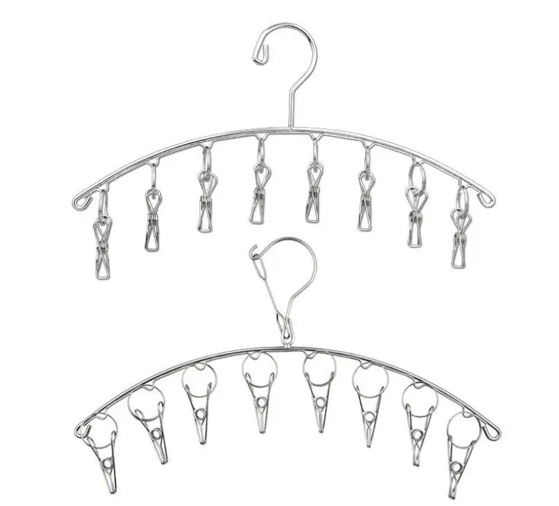 

Stainless Steel Necktie Socks Rack Wind Proof Hook Design Hangers Space Saving Clothes Hanger High Quality, Silver