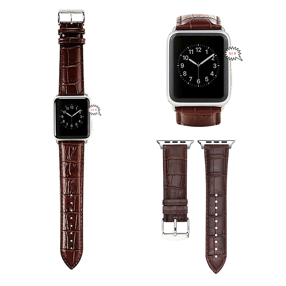 

Crocodile Leather Strap Watch WristBand For Apple iWatch 41mm 40mm 45mm 44mm iWatch Series 7/6/SE/5/4/3/T500 Band, Multi color