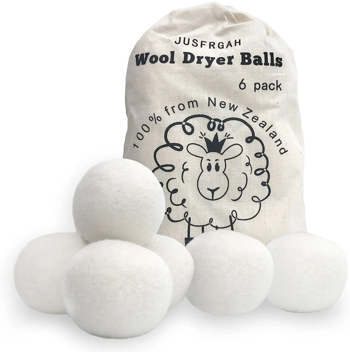 

Wool dryer balls organic XL 6-Pack by ecoigy reusable natural fabric softener for Laundry