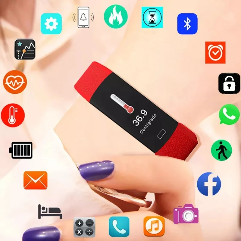 2021 Smart Band B6w With Body Temperature And Weather Temperature Hr Bp