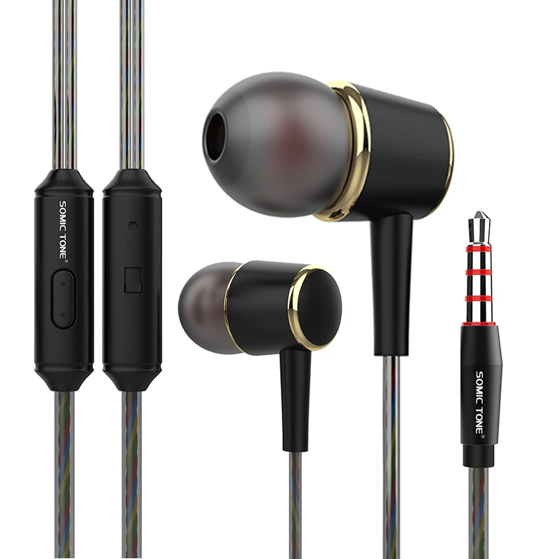 

Free Shipping 1.2M 3.5mm Stereo Plug Universal Best Earphone Headphone With Mic Wired Earphone Headphone, Colors customized