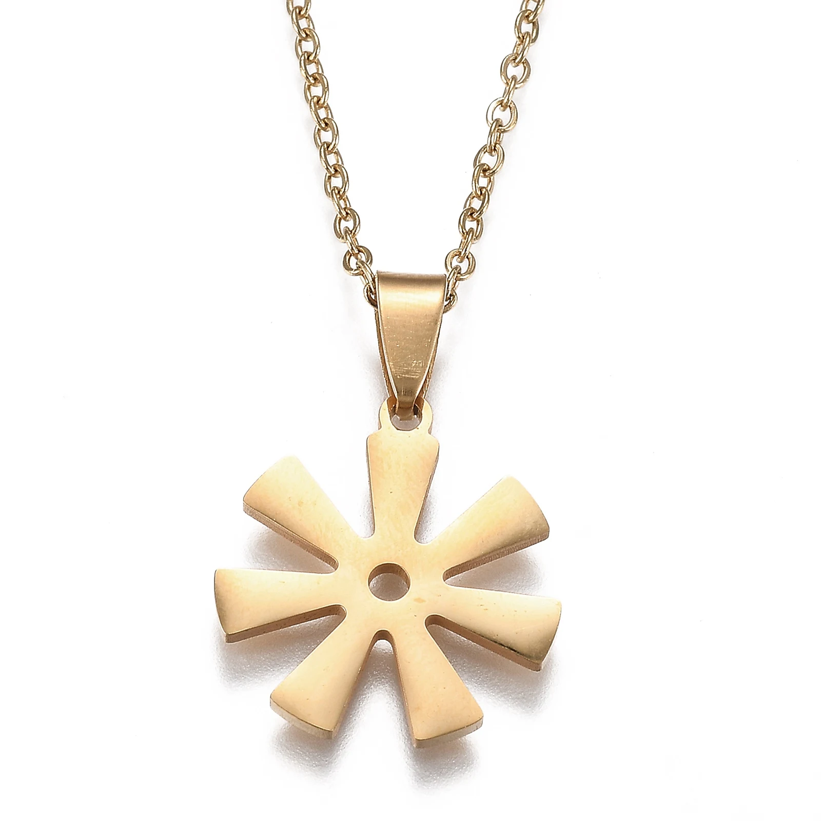 

PandaHall 201 Stainless Steel Golden Snowflake Pendant Necklaces