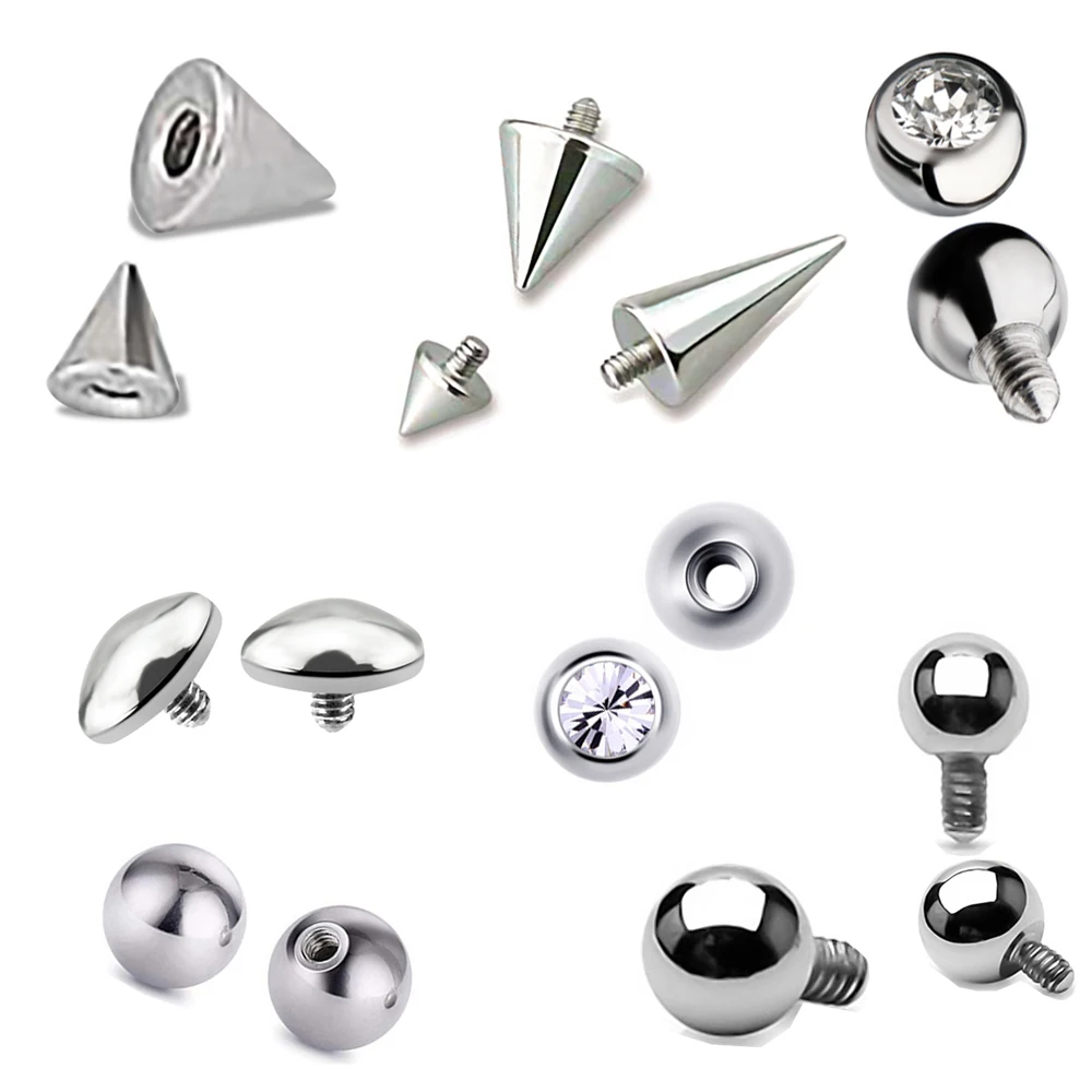 ASTM F136 Titanium Accessories Spot Set Internally Externally Threaded Balls Stud Earrings Body Piercing Jewelry