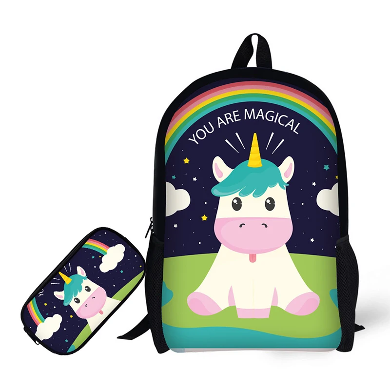 

2019 Back To School Gift Children Unicorn School Backpack and Pencil Case School Bag Set, Picture