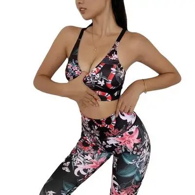 

2021 Women New Style 2 Piece Printed Active Wear Breathable Seamless Yoga Set, Picture