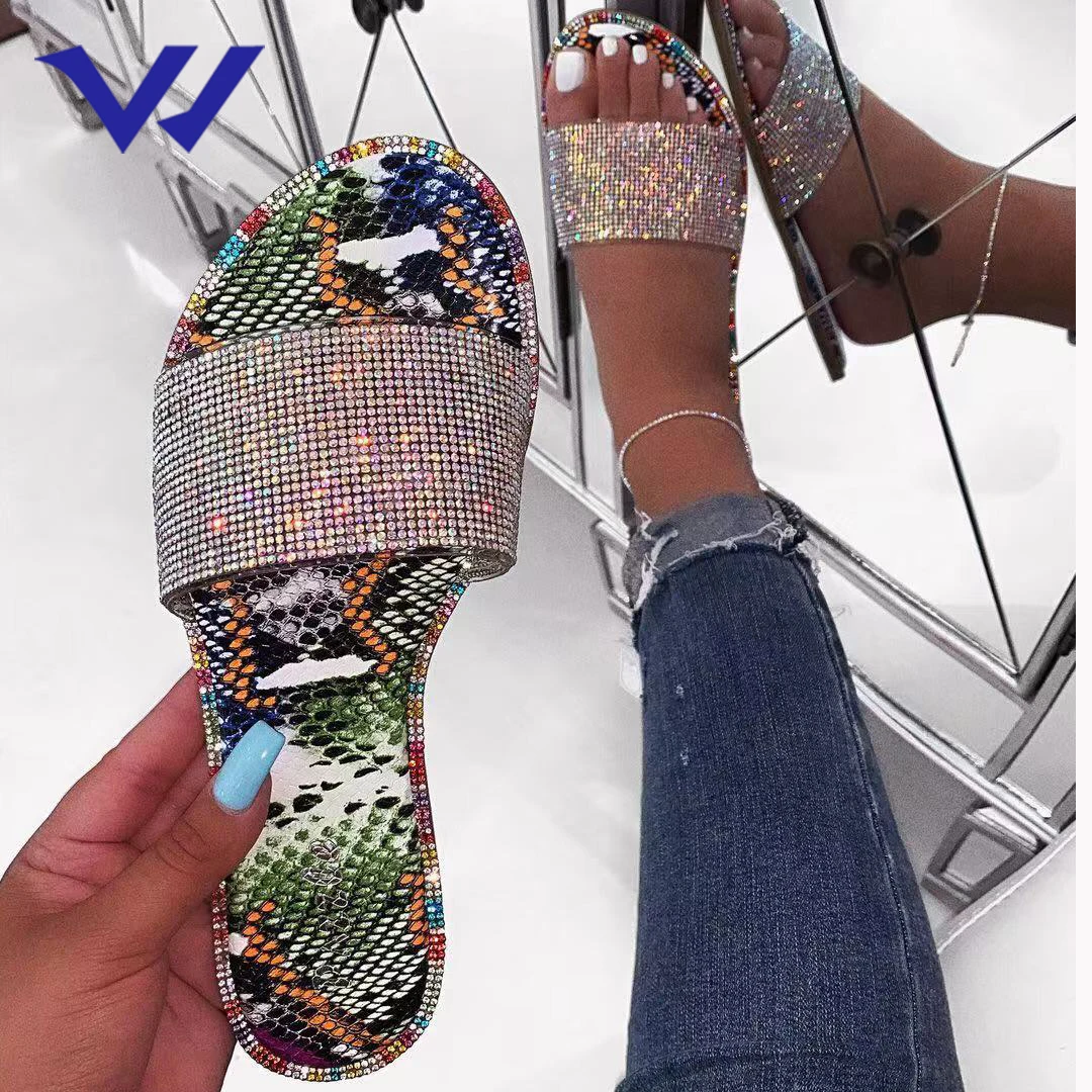 

2020 Summer ladies flat eva slippers women beach diamond studded bling clear sandals, Picture color