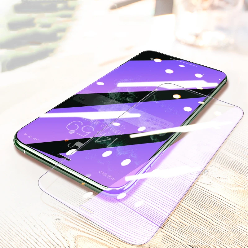 9h Anti Blu Ray For Iphone 11 Pro Tempered Film Purple Mobile Phone Film For Iphone 12 Pro Max Buy Anti Uv Purple Light Tempered Glass For Iphone X Xs Max Screen Protector Eyecare