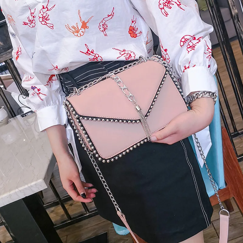 

2019 New ladies Fashion versatile messenger bag Pearl handbag for women