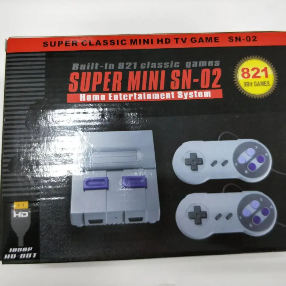 

2021 newest style Super Mini SFC Retro Classic Game SNES Console Built-in 821 TV Video Games With Dual Controllers