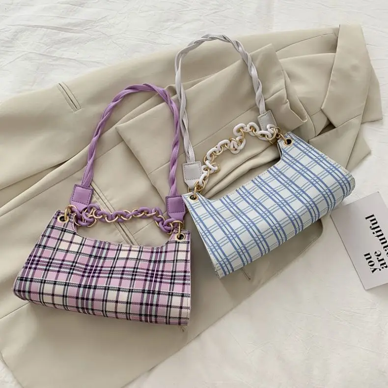 

2021 Ladies Fashion Designer Handbags Set Wholesale Purses And Ladies Purse Plaid  Shoulder Summer Luxury Handbags For Women