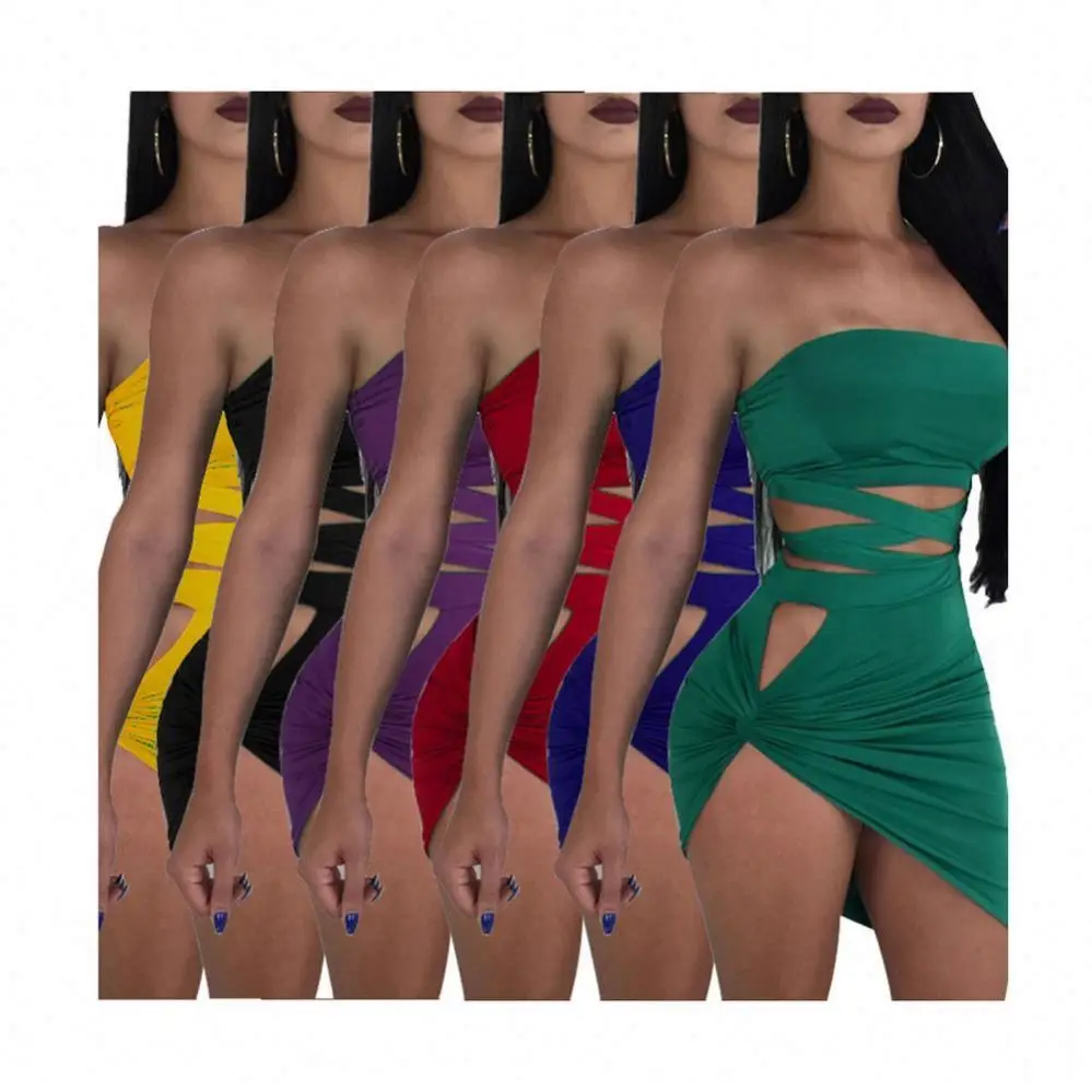 

Wholesale Summer Sexy Bandage Boob Tube Top And Bodycon Mini Skirt Two Piece Set Women Clothing, As photo showed