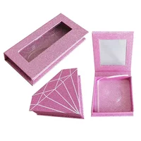 

Custom Logo Design Vendor Empty Pink Rectangle Square Magnetic Eyelash Box Packaging