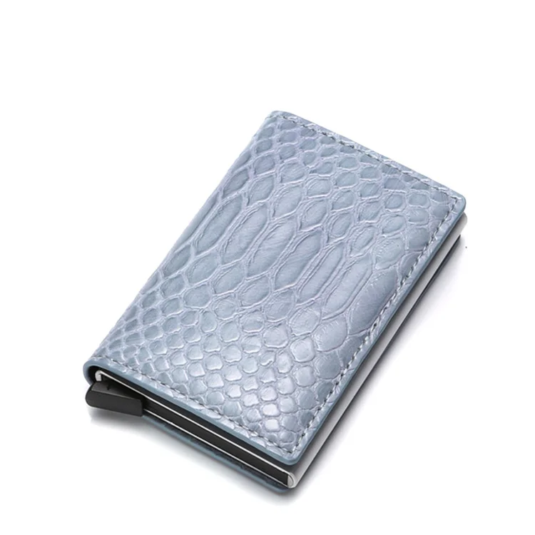 

RFID automatic bomb aluminum alloy card holder European and American fashion card holder PU wallet