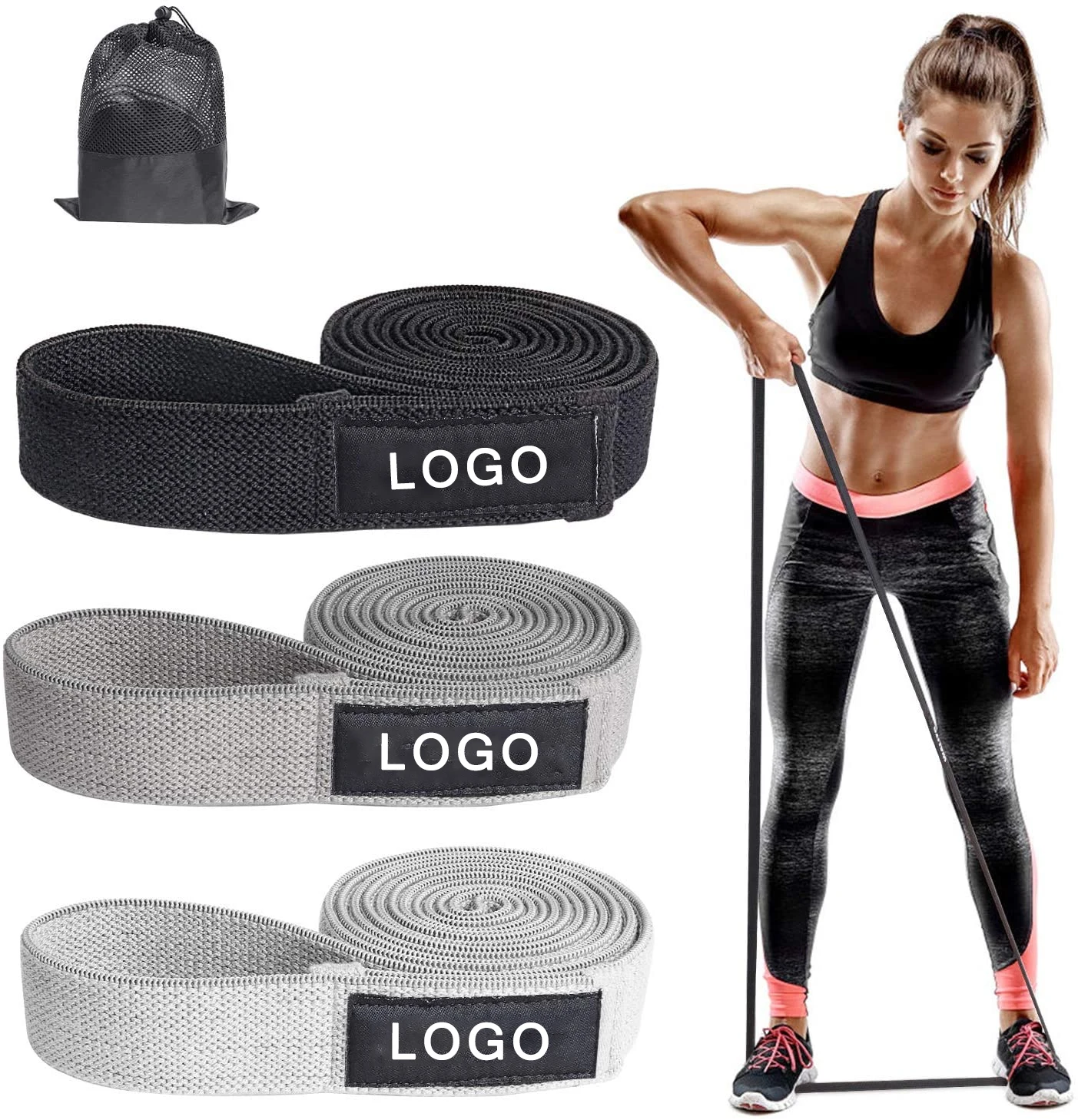 

Factory price wholesale custom excercise band with extended 2m fabric long resistance bands, Accept custom color