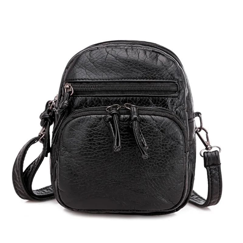 

Messenger Bag Women's Bag 2021 New Soft Leather Shoulder Bag Retro Fashion Multi layer Large Capacity Mobile Phone For Women