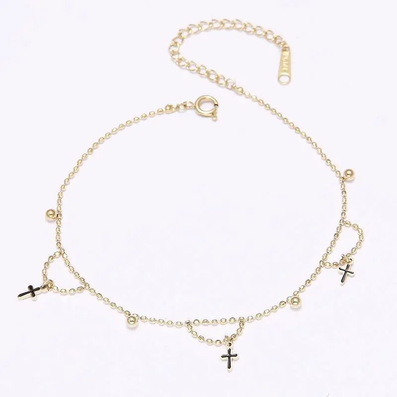 

Trendy Jesus Cross Bracelet Fine Gold Plated Stainless Steel Adjustable Slider Bracelet