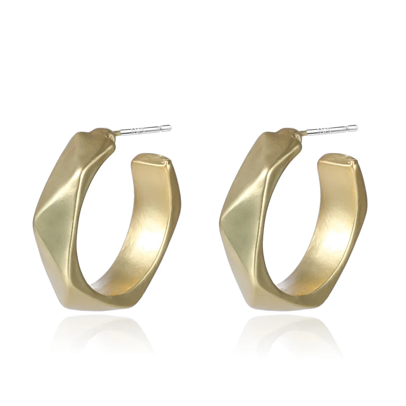 

EH022 Wholesale 925 Silver Needle C Shaped Earrings Gold Plated Hoop Earrings Women 2020, 1 colors as picture