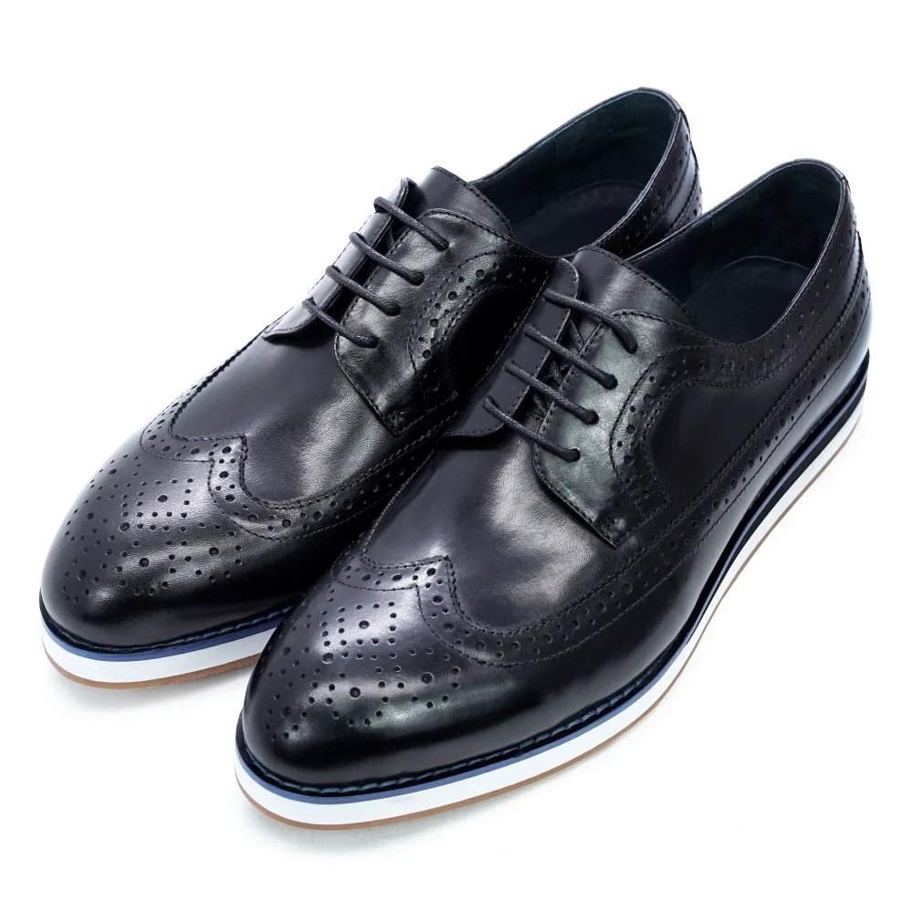 

Classic Genuine Leather Flat Shoes Handmade Brown Black Lace Up Flat Casual Shoes Men, Customized color