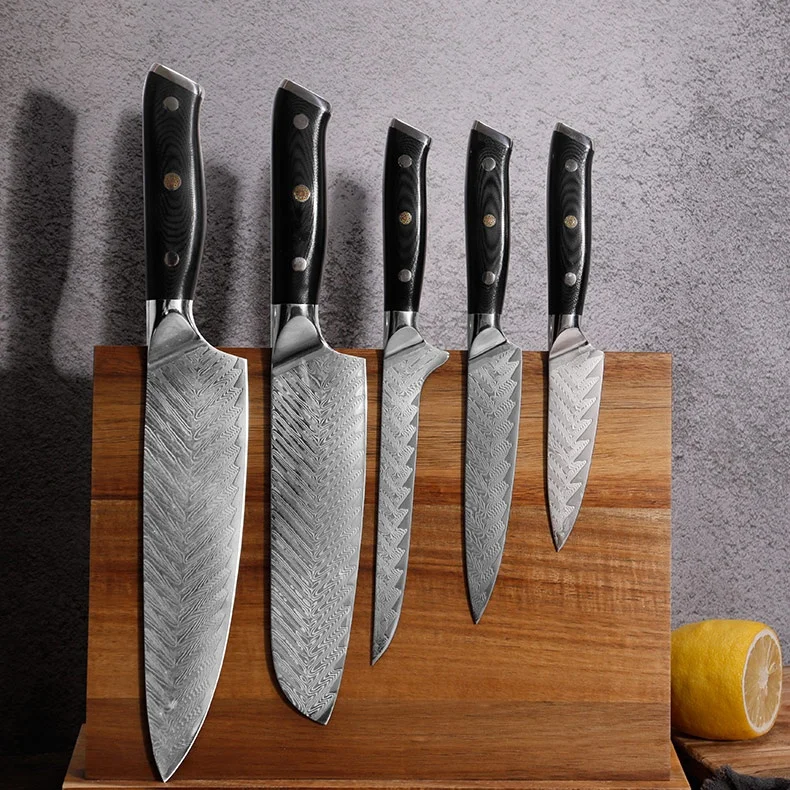 

Professional Japanese Damascus Steel Kitchen knives Chef Knife Set G10 Handle with Rivet