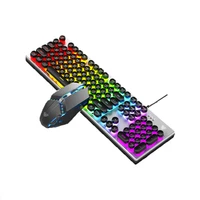 

Manufacturer made round keycap gaming metal panel stereo cool light effect mouse keyboard set