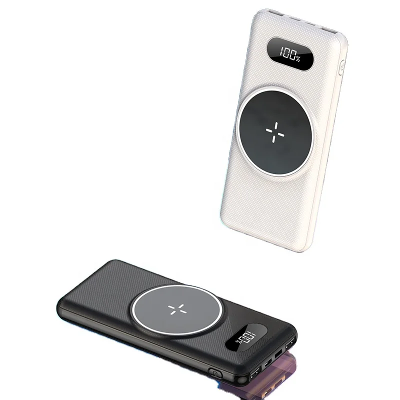 

power bank cables Portable Digital Display 10000 mAh USB C 15W PD 5V Quick Charge Magnetic Wireless Charger Power Bank