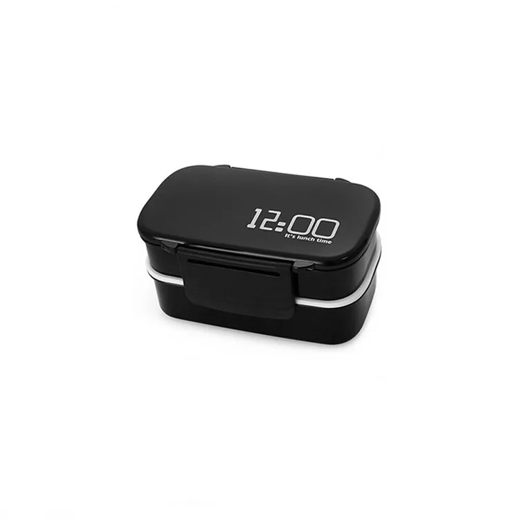 

Plastic Bento Box Food Container Double Layer Bento Box Set Large Capacity Lunch Box, Black/green