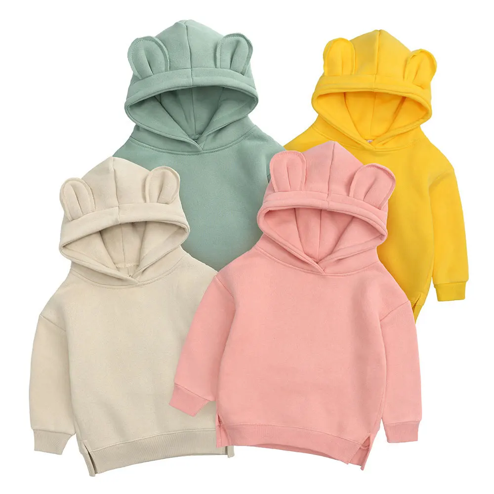 

Spring Autumn Toddler Kids Boy Girl Clothes Jumper Bear Ear Warm Cotton Fleece Baby Hoodies Sweatshirts, Photo showed and customized color